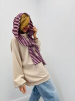 Pull Oversize à Col Camionneur et Capuche Rayée – Image 4