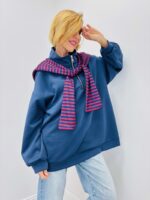 Pull Oversize à Col Camionneur et Capuche Rayée – Image 8