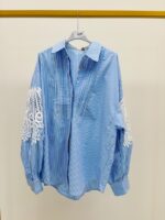 Chemise Oversize Rayée aux Manches Brodées – Image 2