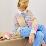 Chemise Courte Patchwork À Rayures Marque Vogue