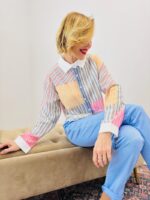 Chemise Courte Patchwork À Rayures Marque Vogue