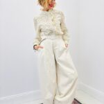 Pantalon Coupe Barrel Taille Haute Ceinturé