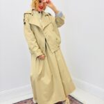 Trench Court Smocké À La Taille