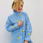 Chemise À Col Victorien Rayée Et Motif Citron