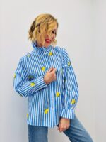 Chemise À Col Victorien Rayée Et Motif Citron