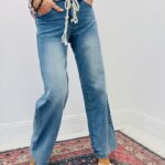 Jean Coupe Straight Taille Haute Avec Cordon