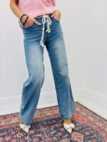 Jean Coupe Straight Taille Haute Avec Cordon