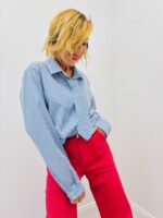 Chemise Rayée Avec Lavallière En Coton Mélangé