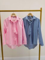 Chemise Rayée Avec Lavallière En Coton Mélangé – Image 2