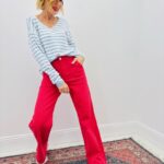 T-Shirt Rayé Manches Longues En Viscose