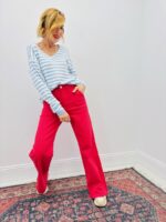 T-Shirt Rayé Manches Longues En Viscose