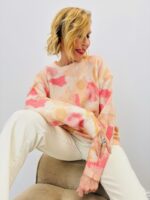 Pull Motif Aquarelle Tons Chauds – Maille Douce & Lumineuse