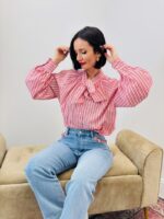 Chemise Lavallière Rayée en Coton – Élégance Féminine & Intemporelle – Image 4