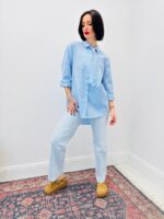 Chemise Rayée en Coton à Lien Col – Élégance Décontractée