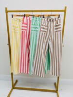 Pantalon Rayé En Coton À Coupe Droite Décontractée – Image 2