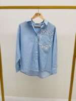 Chemise Rayée En Coton À Poche Fleurie Contrastée – Image 2