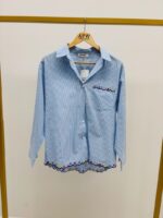 Chemise Rayée En Coton À Broderies Florales Et Finition Festonnée – Image 2