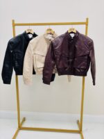 Veste Bomber En Simili Cuir À Col Montant Structuré – Image 2