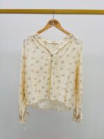 Chemise En Coton Imprimé À Col Froncé Et Manches Nouées – Image 2