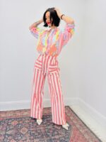 Pantalon Rayé En Coton À Coupe Droite Décontractée – Image 9