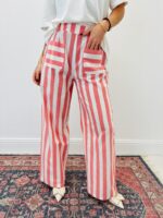 Pantalon Rayé En Coton À Coupe Droite Décontractée – Image 10