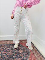 Jean Coupe Wide Leg À Pois Taille Haute – Image 4