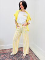 Pantalon Rayé En Coton À Coupe Droite Décontractée – Image 3