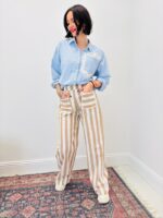 Chemise Rayée En Coton À Poche Fleurie Contrastée – Image 4