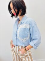 Chemise Rayée En Coton À Poche Fleurie Contrastée – Image 5