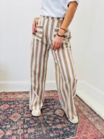 Pantalon Rayé En Coton À Coupe Droite Décontractée – Image 8