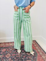 Pantalon Rayé En Coton À Coupe Droite Décontractée – Image 6