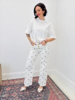 Jean Coupe Wide Leg À Pois Taille Haute – Image 6