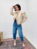 Veste Bomber En Simili Cuir À Col Montant Structuré – Image 3