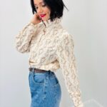 Chemise En Coton Imprimé À Col Victorien Romantique