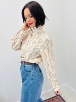 Chemise En Coton Imprimé À Col Victorien Romantique