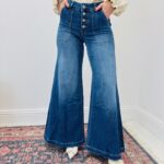 Jean Coupe Flared Taille Haute Boutonné