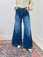 Jean Coupe Flared Taille Haute Boutonné