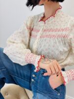 Chemise En Coton Imprimé À Smocks Brodés Et Col Volanté – Image 5