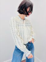 Chemise En Coton Rayé À Motifs Floraux Et Smocks Brodés