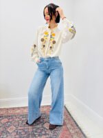 Jean Large Taille Haute À Jambe Droite Structurée