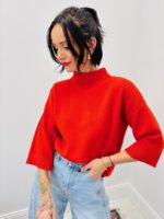 Pull Col Montant En Maille Douce À Manches Courtes – Esprit Chic Et Moderne