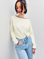 Pull En Coton À Encolure Bateau – Détails Contrastés & Esprit Casual Chic – Image 5