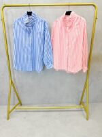 Chemise rayée rose et blanche avec col volanté – Grande Taille – Fraîcheur et élégance féminine – Image 2