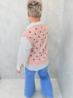 Pull sans manches à pois rose poudré – Grande Taille – Touche graphique et douceur moderne – Image 6