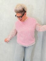 Pull sans manches en maille douce rose chiné – Grande Taille – Confort moderne et allure tendance – Image 3