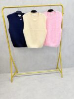 Pull sans manches en maille douce rose chiné – Grande Taille – Confort moderne et allure tendance – Image 2