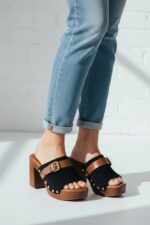 Sabots À Talons Épais Détail Boucle Esprit Chic & Confort