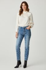 Jean Coupe Wide Leg Brodé À Motif Floral Esprit Bohème Moderne - Marque Vogue – Image 4