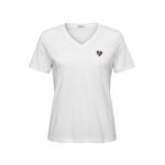 T-Shirt Femme En Coton Col V Avec Cœur Léopard Brodé – Image 2