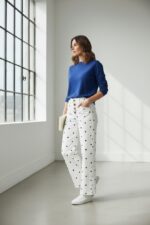 Jean Coupe Wide Leg À Pois Brodés – Image 4